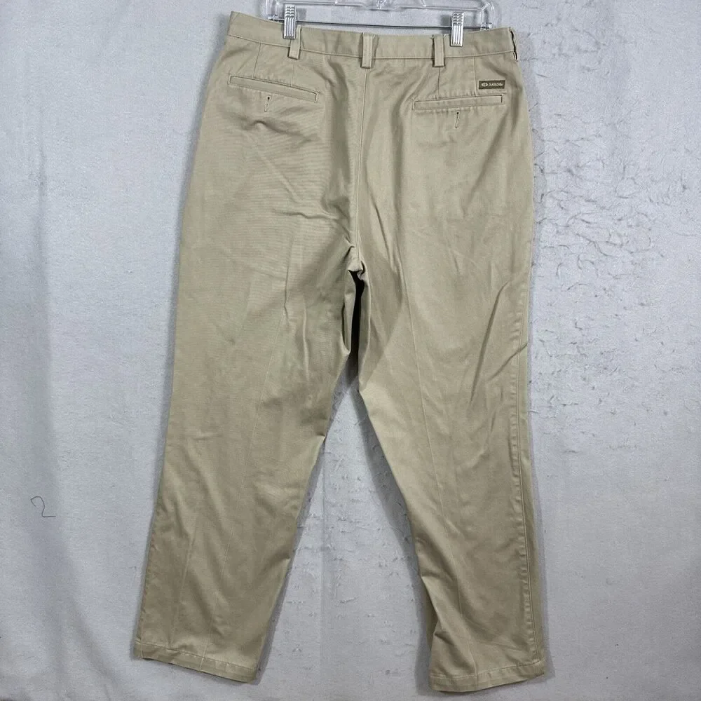 Savane Mens Straight Fit Flat front Khaki Dress Pants 36x32 - Picture 2 of 10